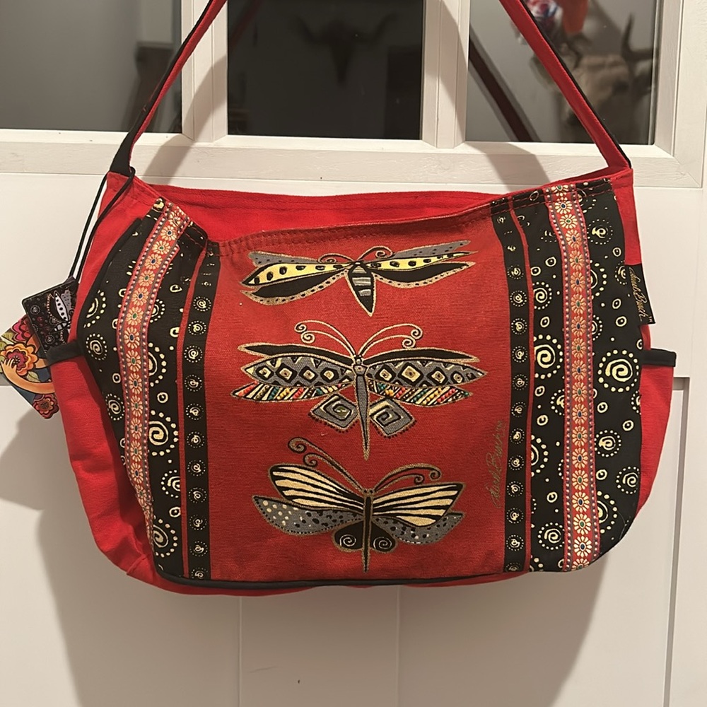 Laurel Burch Canvas Dragonfly Series Shoulder Bag NwT